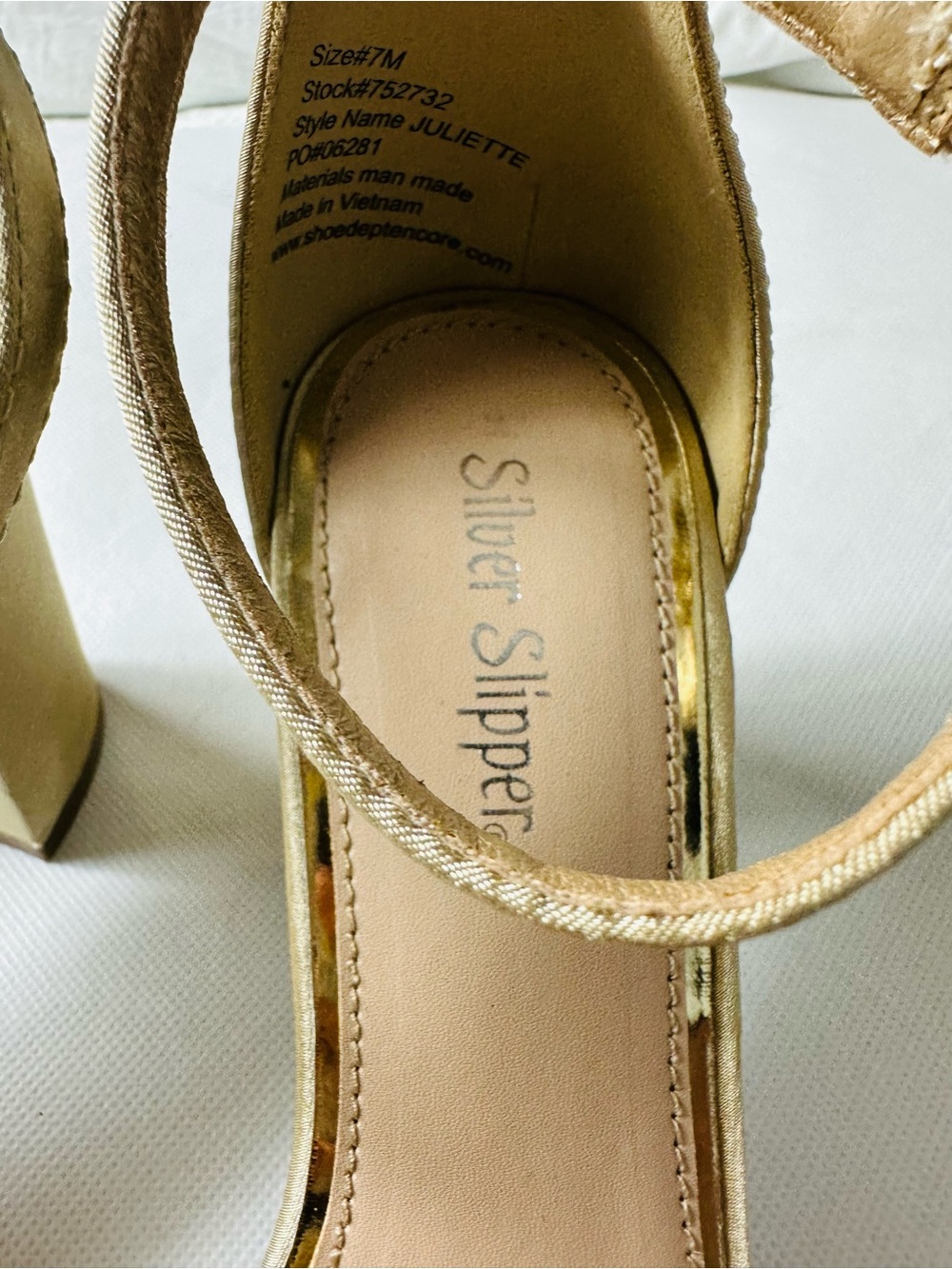 Metallic Gold Ankle-Strap Heeled Sandals - Picture 10 of 13